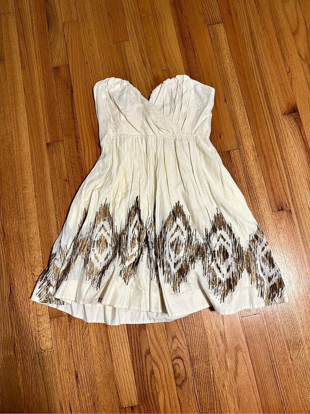 Read* Anthropologie Moulinette Souers Mini Dress in Cream & Brown Size Small